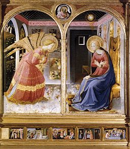 Annunciation of San Giovanni Valdarno by Fra Angelico, Public domain, via Wikimedia Commons